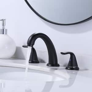 3-Holes 8 in. Widespread Double Handle Bathroom Faucet in Black