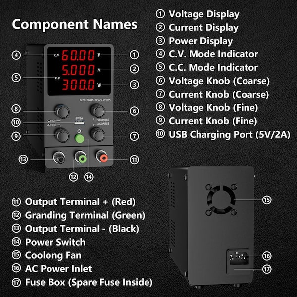 Yichuhaoxi 0-60V 0-5A DC Power Supply Variable with High