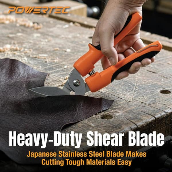 10 in. Heavy Duty Scissors - Long-Blade Cutter with Curved Serrated Edge, Multipurpose Industrial Shop Shears