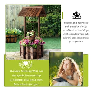 Wooden Wishing Well Planter