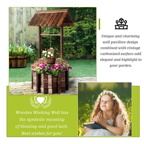 Raised Planter Boxes Wooden Wishing Well Planter