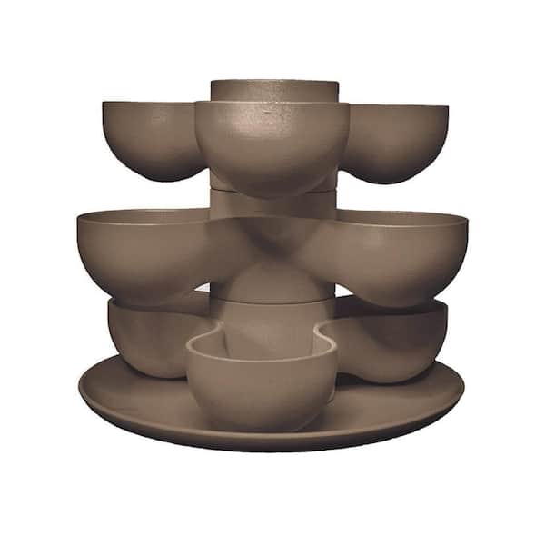 The HC Companies 8 in. Pixie Indoor Stacking Succulent Resin Plastic Planter Pot, Artisan Taupe