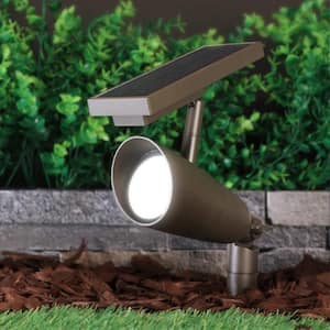 OneSync Landscape 100 Lumens Bronze Solar Integrated LED Outdoor Spotlight w/Dusk-To-Dawn CCT+RGB Wireless Remote 2-Pack