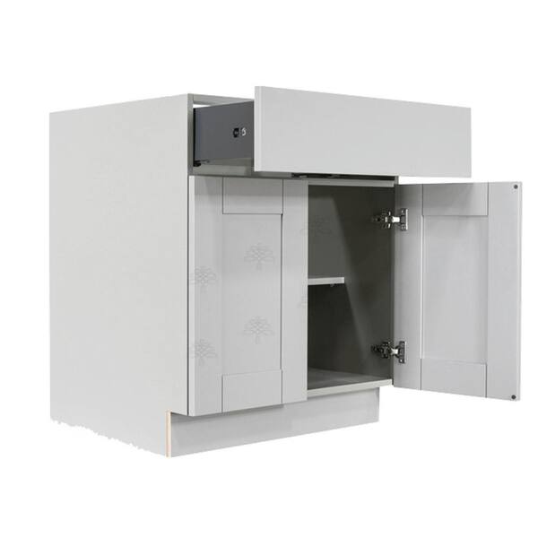 LIFEART CABINETRY Anchester Assembled 27x34.5x24 in. Base Cabinet with 3 Drawers in Light Gray