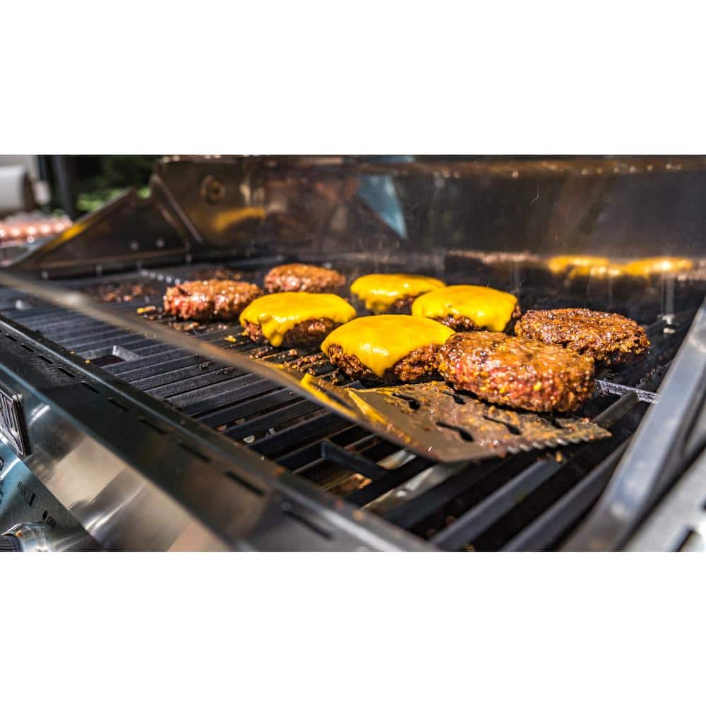 Green Stainless Steel 4-Burner Propane Gas Grill with Side Burner