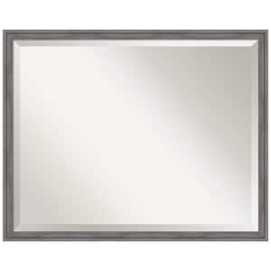 Florence Grey 29.75 in. x 23.75 in. Beveled Casual Rectangle Framed Bathroom Wall Mirror in Gray