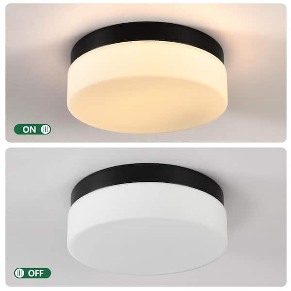 Jushua 12 in. 1-Light Modern Black LED Flush Mount Ceiling Light