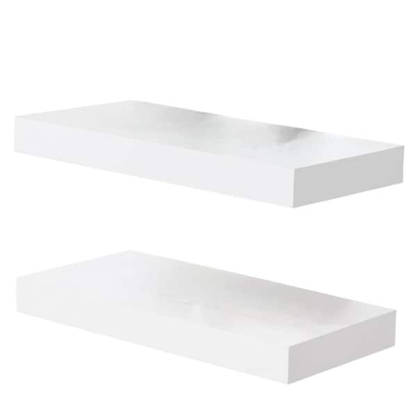 30 in.W x 11.6 in.D Deep White Floating Shelves Rustic Wood Shelves for  Living Room Bathroom Room Kitchen,2 Pack