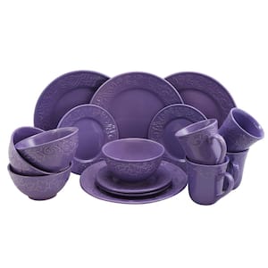 16-Piece Traditional Lilac Stoneware Dinnerware Set (Service for 4)