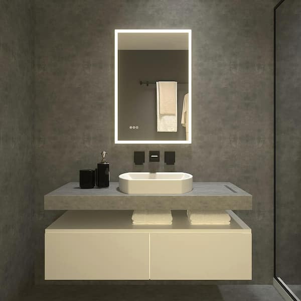 tydex Radiance 24 in. W x 36 in. H Rectangular Frameless LED Wall Bathroom Vanity Mirror with Polished Crystal Finish
