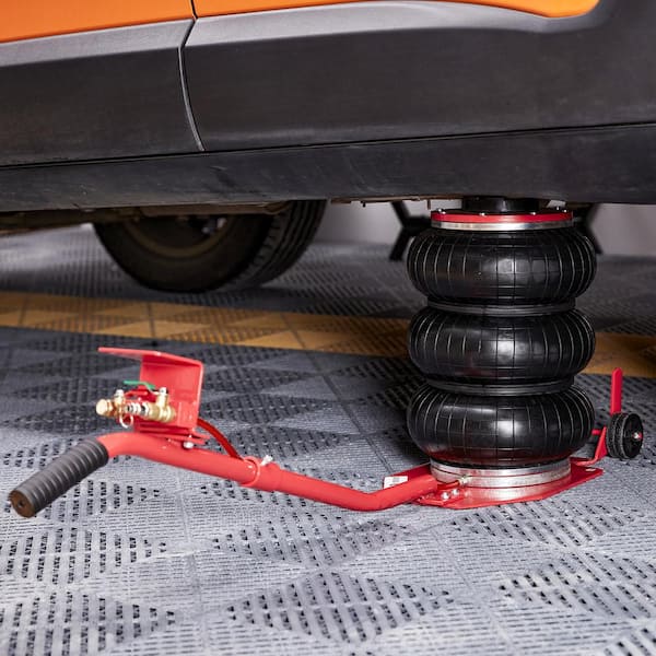 Air Jack, 3 Ton/6600 lbs. Triple Bag Air Jack, Airbag Jack, Lift up to 17.7 in. 3-5 s Fast Lifting Pneumatic Jack, Red