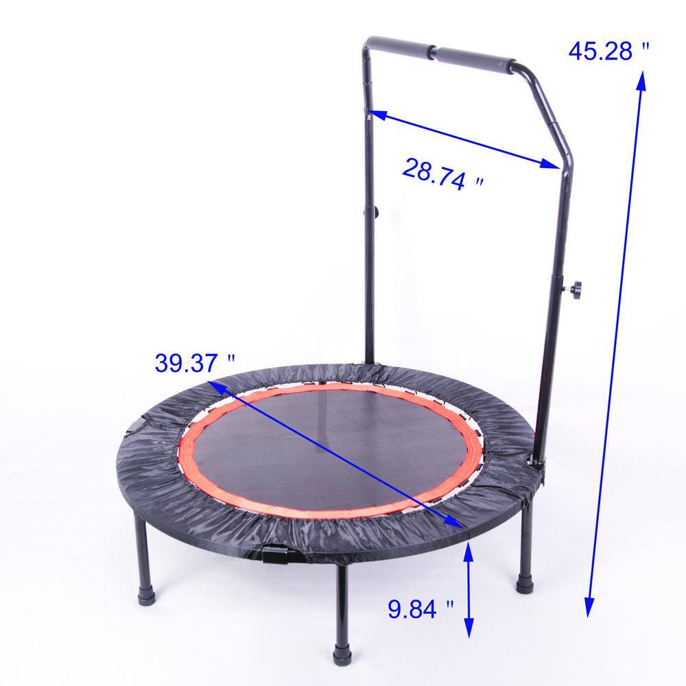 Kids' Round Black and Red Mini Exercise Trampoline with Safety Pad