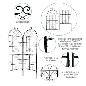 2-Pack 71 in. x 19.7 in. Metal Garden Trellis Outdoor Rustproof Flower Support for Climbing Plants, Black