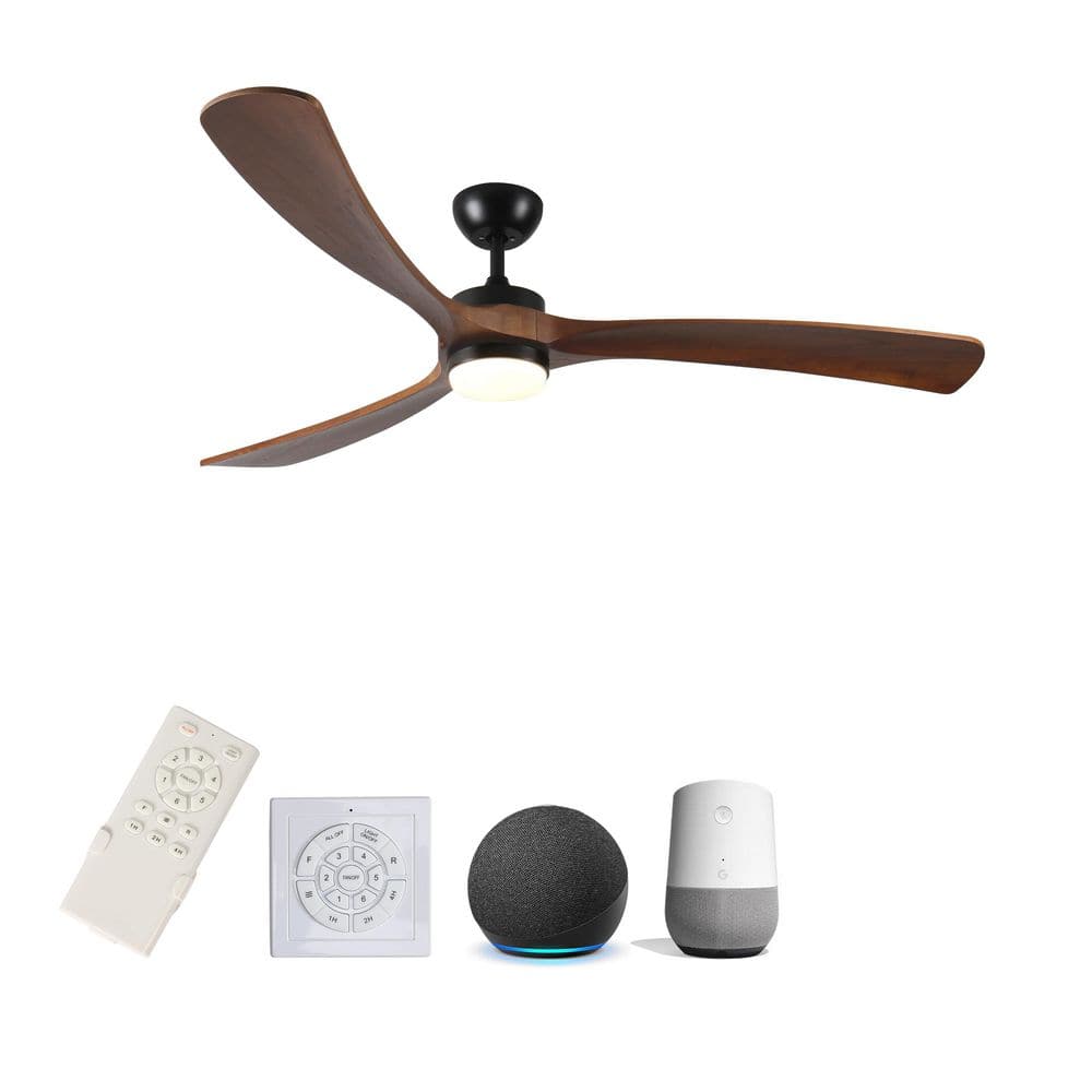 TT 72 in. Indoor  Solid Wood Ceiling Fan with Intergrated LED Light and Rem