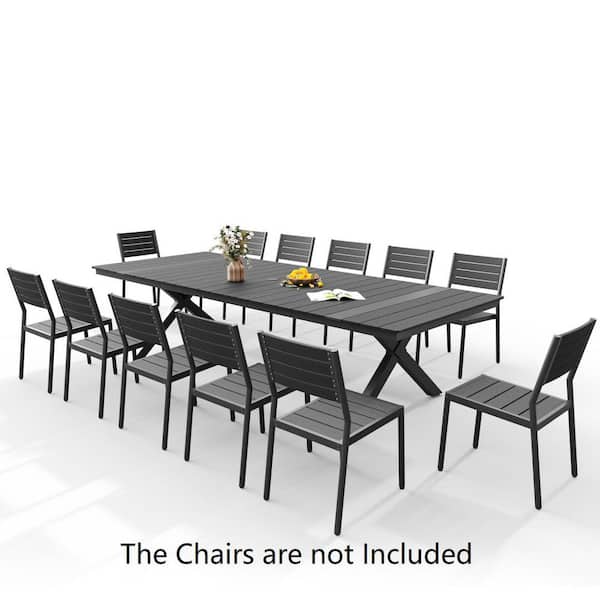 CLOUDFLY Extra Large 118 x 40.6 Inch Black Aluminum Outdoor Dining