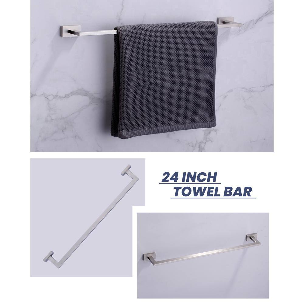 Brushed Nickel 5-Piece Modern Bathroom Hardware Set