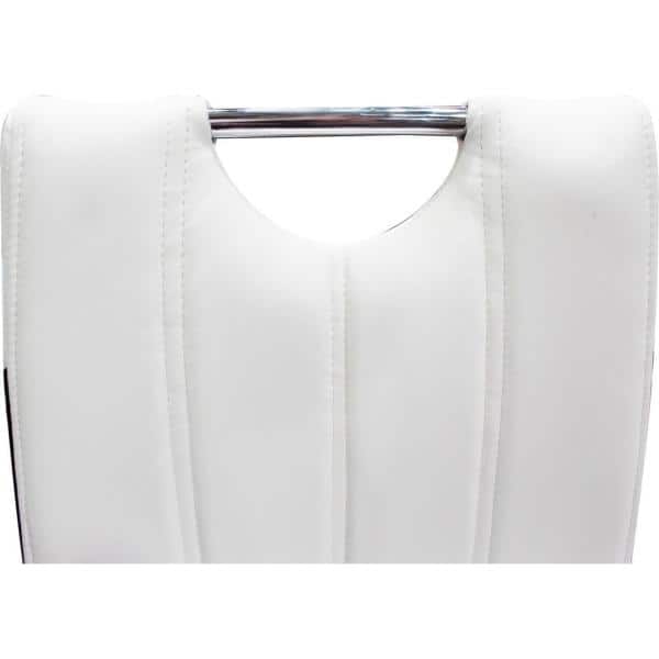 White Faux Leather Upholstered Side Chair with Chrome Base
