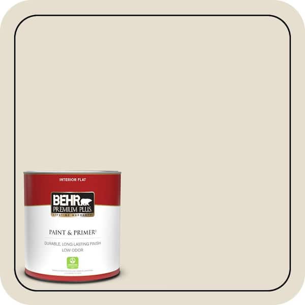 BEHR PREMIUM PLUS 1 qt. #750C-2 Hazelnut Cream Flat Low Odor Interior Paint & Primer