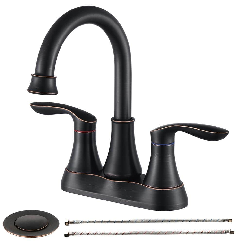 GIVING TREE 4 in. Centerset 2-Handle Bathroom Faucet with Pop-Up Drain ...