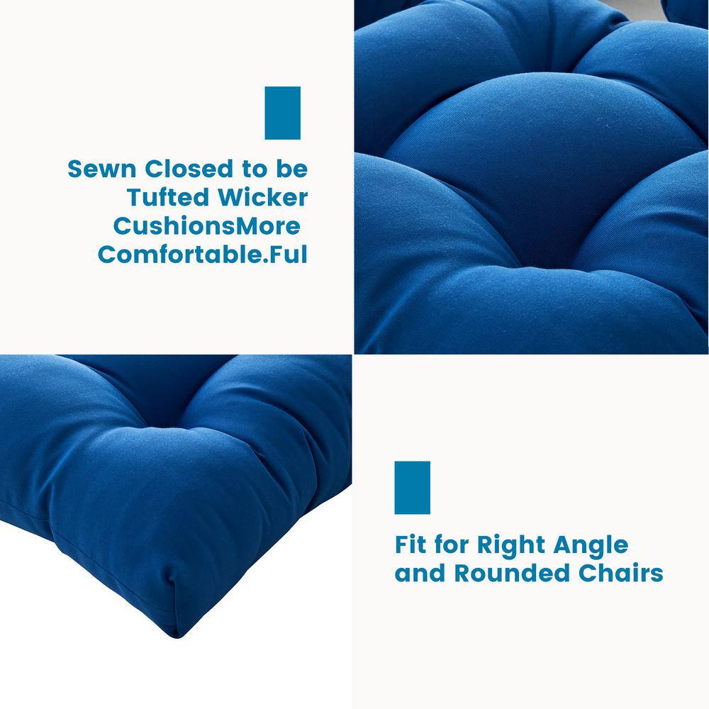 Blue Polyester 3-Piece Outdoor Wicker Patio Cushion Set