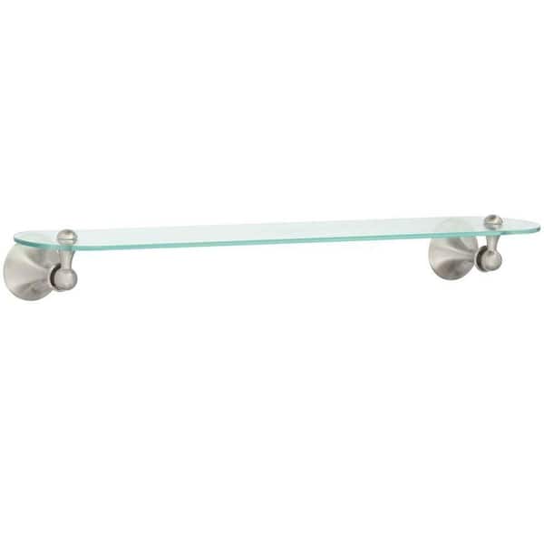 MOEN Lounge 24 in. W Glass Bath Shelf in Spot Resist Brushed Nickel