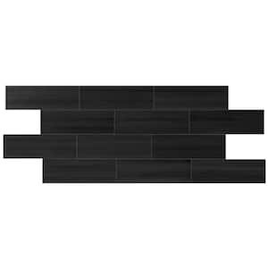 Spazio Laser Black 4 in. x 12 in. Porcelain Wall Tile (8 sq. ft./Case if 24-Tiles)