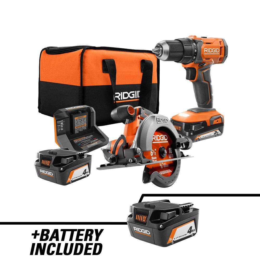 RIDGID 18V Cordless 2-Tool Combo Kit 