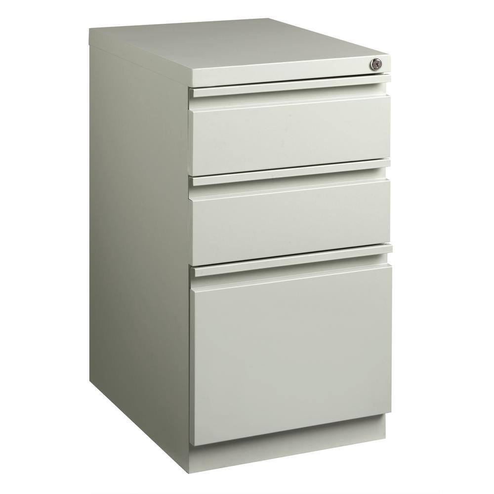 Light Gray Steel 3-Drawer Mobile Pedestal File Cabinet