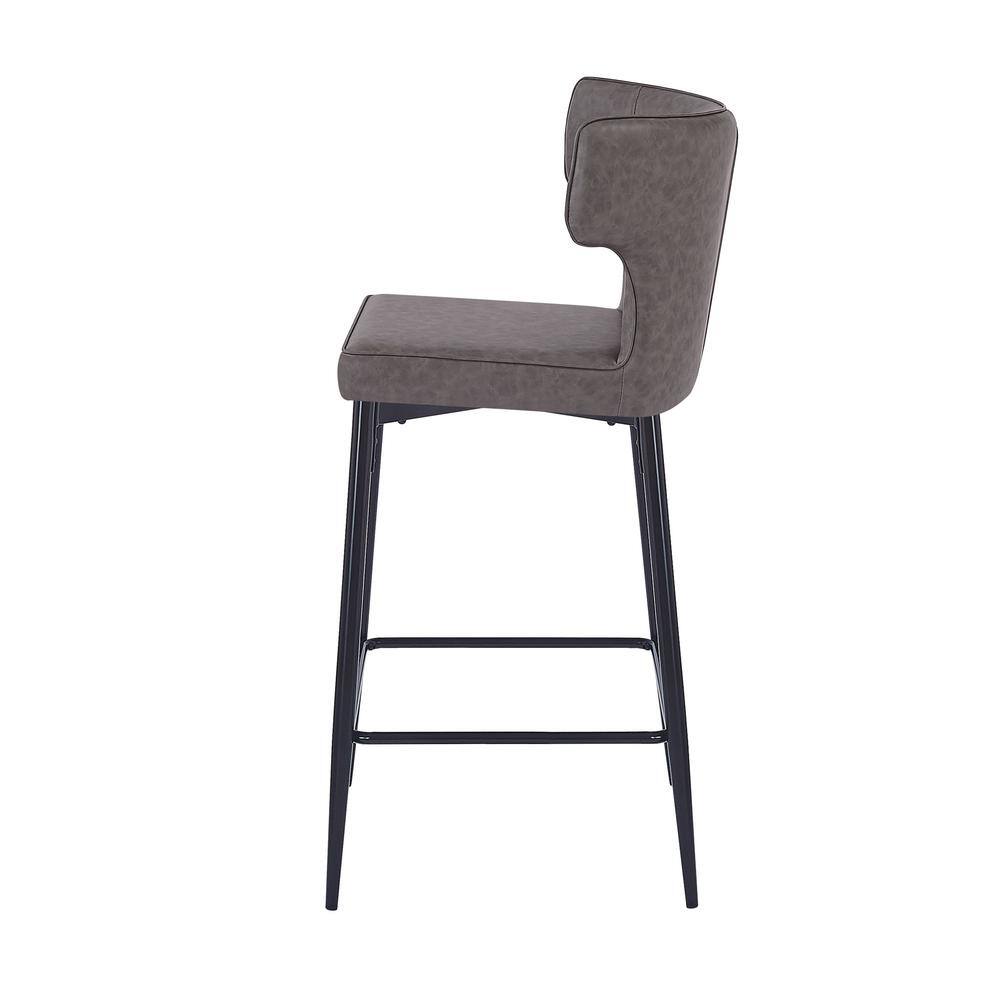 Gray Faux Leather and Iron Frame Counter Stool with Footrest