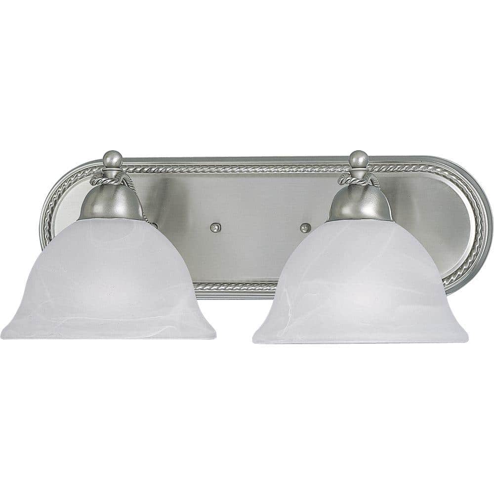 Avalon Brushed Nickel 2-Light Bath Bracket with Alabaster Glass
