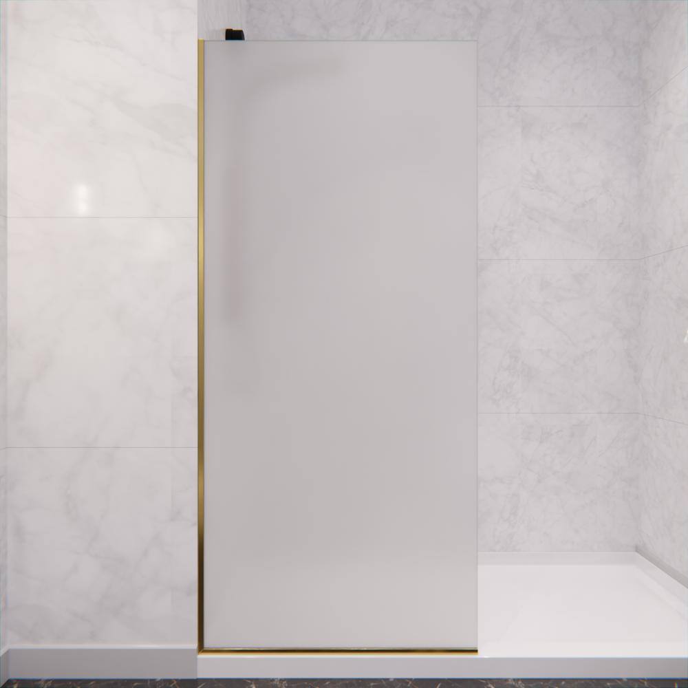 Brushed Gold and Frosted Glass Frameless Shower Screen
