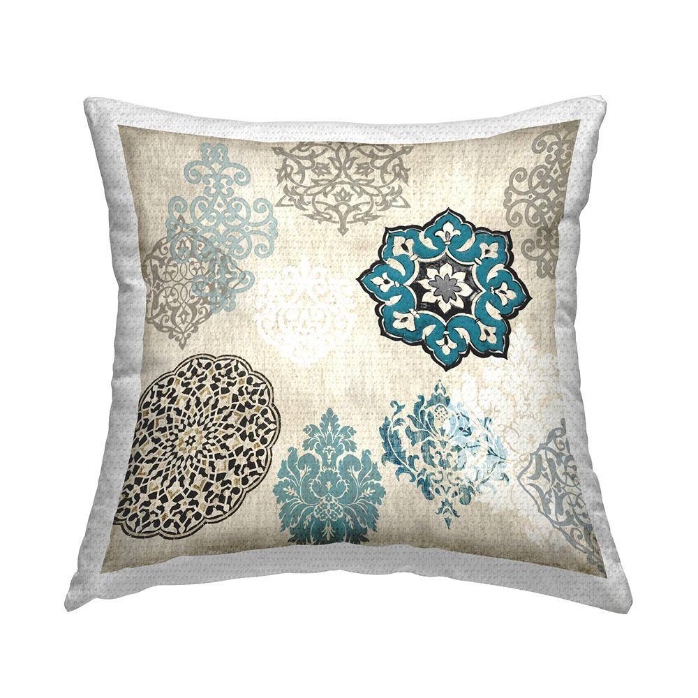 Blue Boho Fractals Beige Square Outdoor Throw Pillow price history on PriceWatchPro