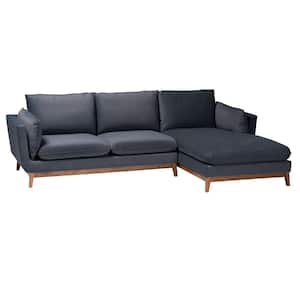 Linanas 100 in. Fabric Sectional Sofa in Dark Grey