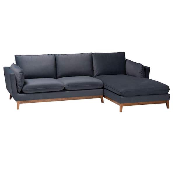 Baxton Studio Linanas 100 in. Fabric Sectional Sofa in Dark Grey