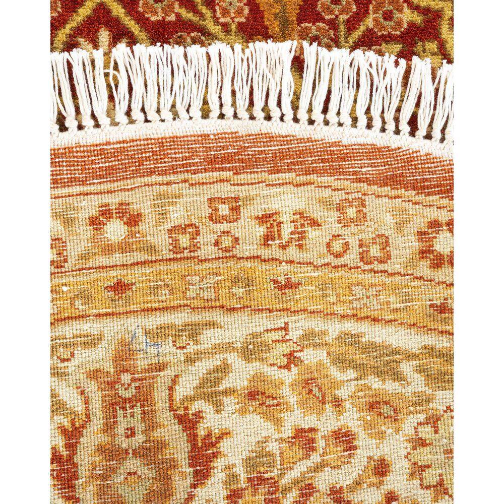 Elegant Hand-Knotted Red Wool Oriental Oval Rug, 91" x 61"