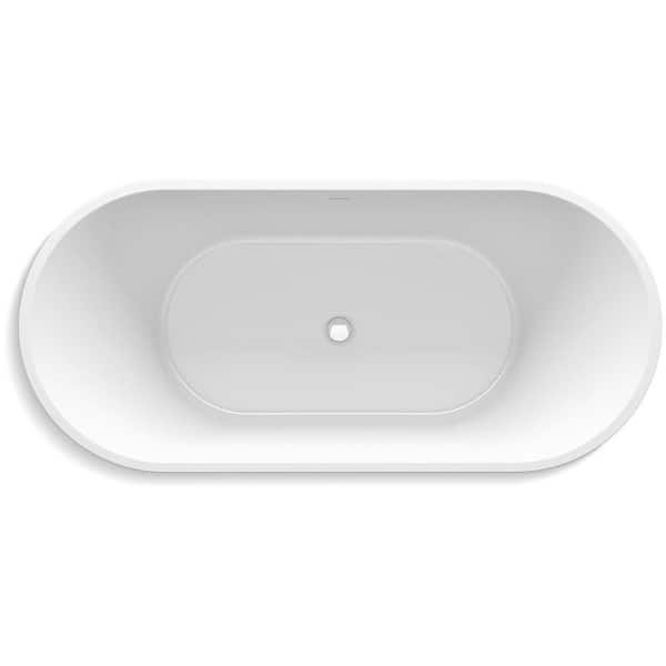 KOHLER Evok 66 in. x 30 in. Soaking Bathtub with Center Drain in