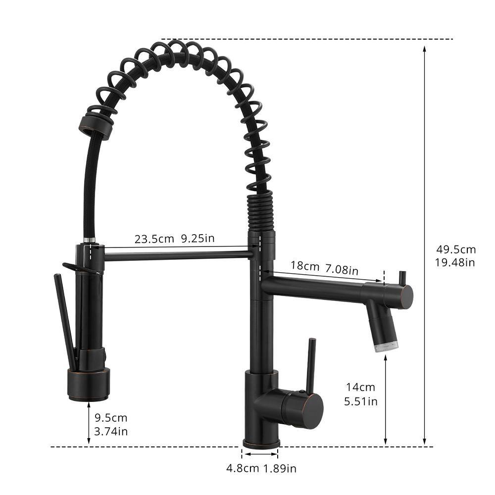 Oil Rubbed Bronze LED Pull Down Kitchen Faucet with Spray
