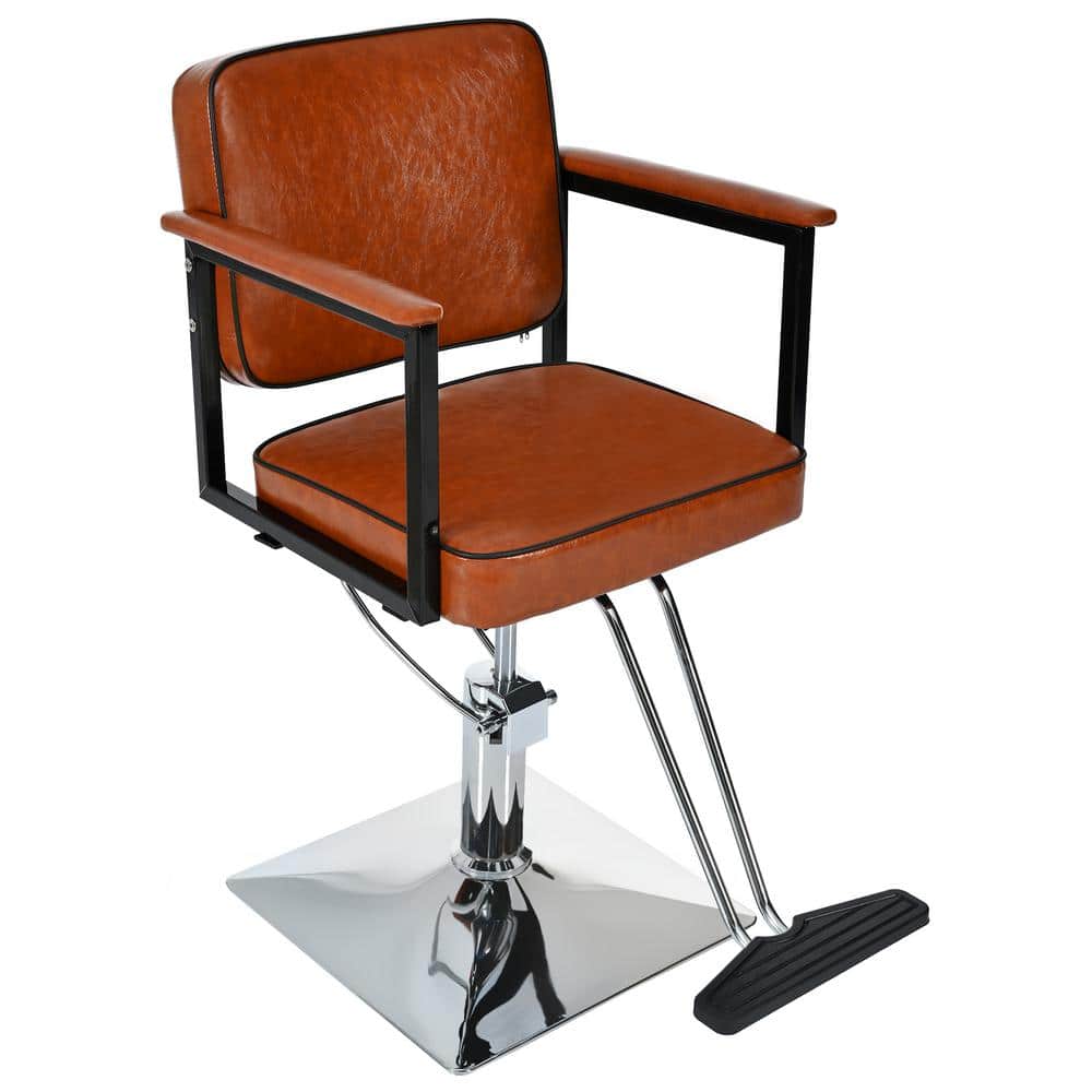 Leather 360° Swivel Barber Salon Chair Stylist Chair with Heavy Duty Hydra