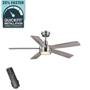 Fanelee 54 in. White Color Changing LED Brushed Nickel Smart Ceiling Fan with Light Kit and Remote Powered by Hubspace
