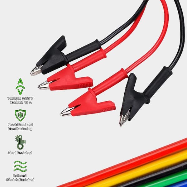EKIEUDL 2-Piece 14AWG Dual Ended Alligator Clips Electrical Test