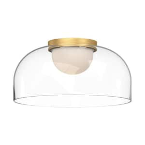 Cedar 12 in. 1 Light 13-Watt Brushed Gold/Clear Integrated LED Flush Mount