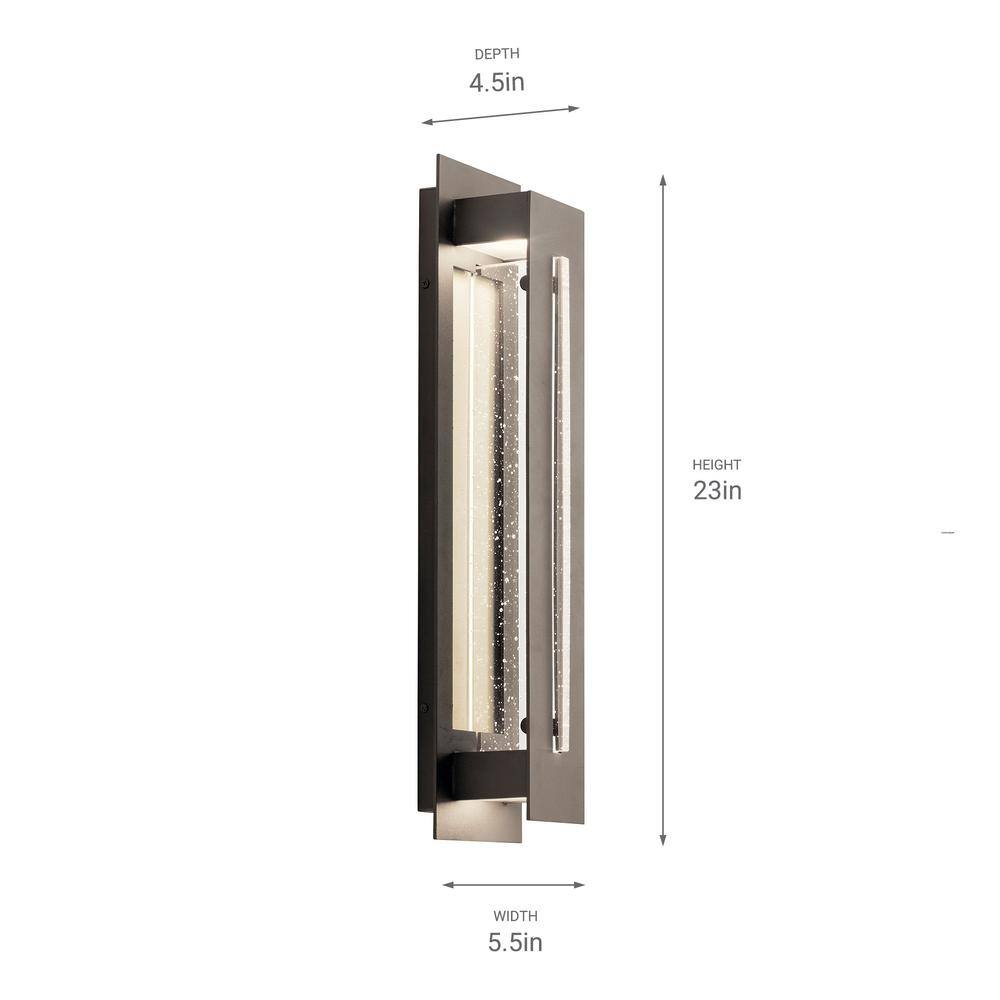 Transitional Olde Bronze 23" LED Outdoor Wall Sconce with Clear Seeded Glass
