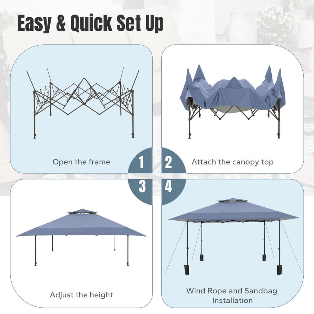 Gray 13x13 Ft Adjustable Pop-Up Canopy Tent with Carrying Bag
