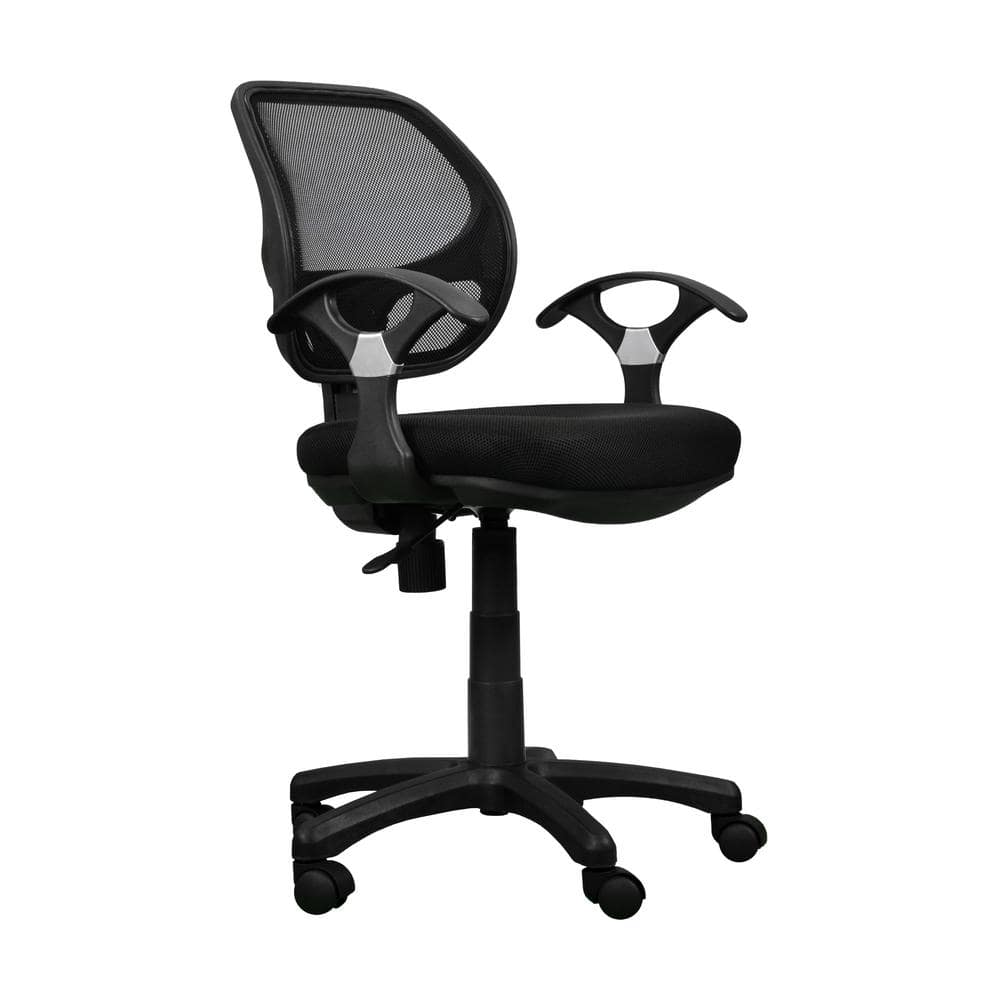 Sleek Black Mesh & Fabric Adjustable Task Chair with Swivel Base