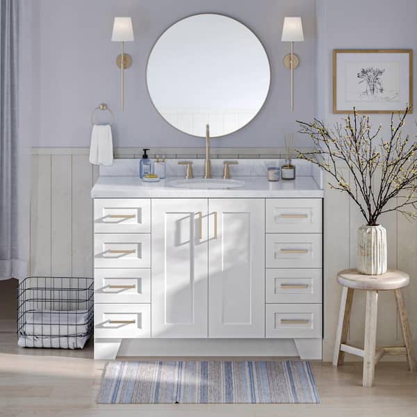 ARIEL Taylor 48 in. W x 21.5 in. D x 34.5 in. H Freestanding Bath Vanity Cabinet Only in White