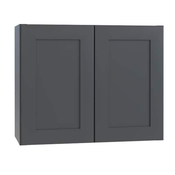 Home Decorators Collection Newport 30 in. W x 12 in. D x 24 in. H Assembled Plywood Wall Bridge Kitchen Cabinet in Deep Onyx with Soft Close