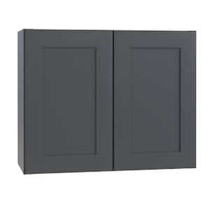 Newport Onyx Gray Shaker Assembled Plywood 30 in. x 24 in. x 12 in. Stock Wall Bridge Kitchen Cabinet Soft Close Doors