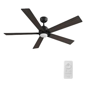 Kalmar 60 in. Integrated LED Indoor Matte Black 10-Speed DC Ceiling Fan with Light Kit Color Changing Remote Control