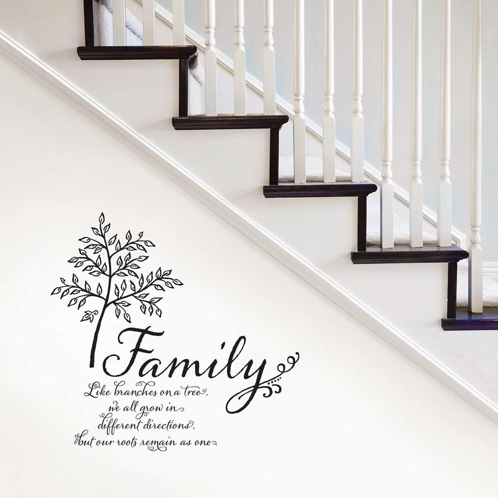 Black and White Family Tree Quote Wall Decal
