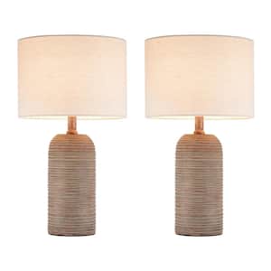 18.5 in. Light Brown Table Lamp Set and LED Bulbs Included (set of 2)